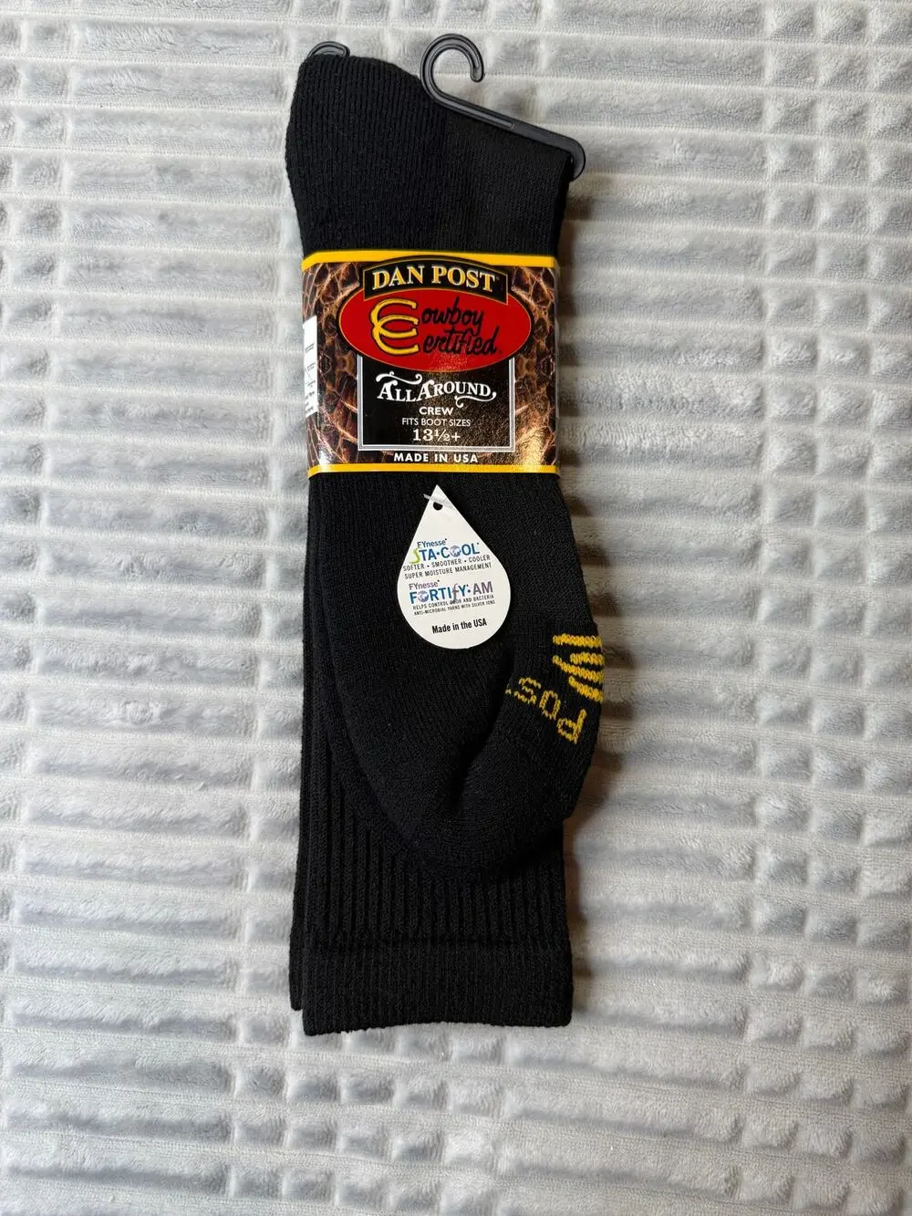 Dan Post Cowboy Certified Boot Socks Black DPCBC Moisture Wicking Size 13.5+
